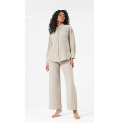 Olive cotton co-ord set with embroidery For Women