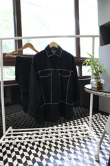 Black Co-ord Set with Studs for Women