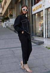 Black Co-ord Set with Studs for Women