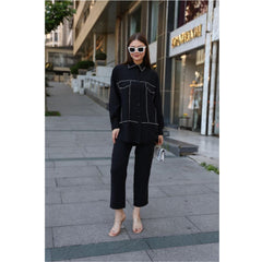 Black Co-ord Set with Studs for Women