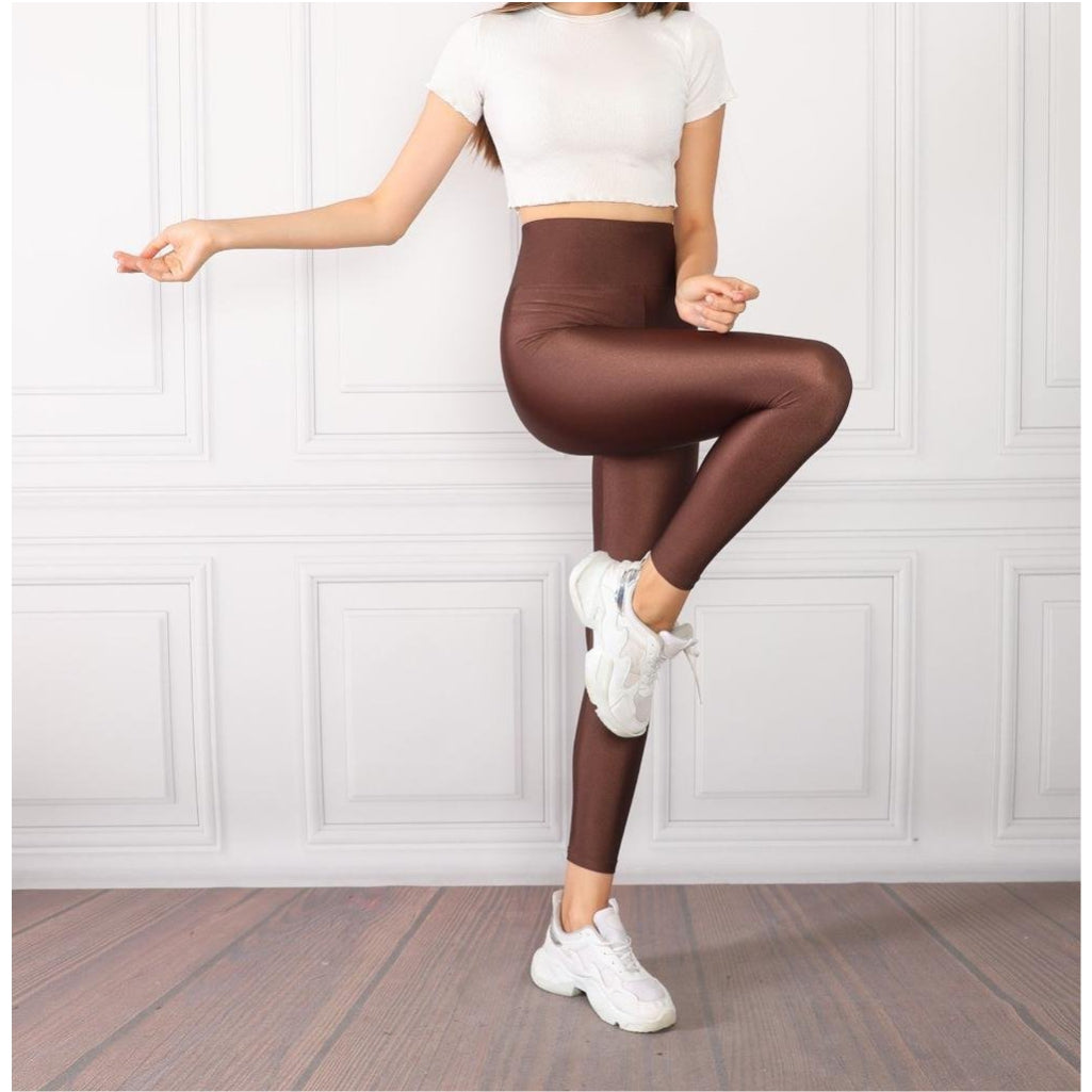 High-Waisted Coffee Jeggings