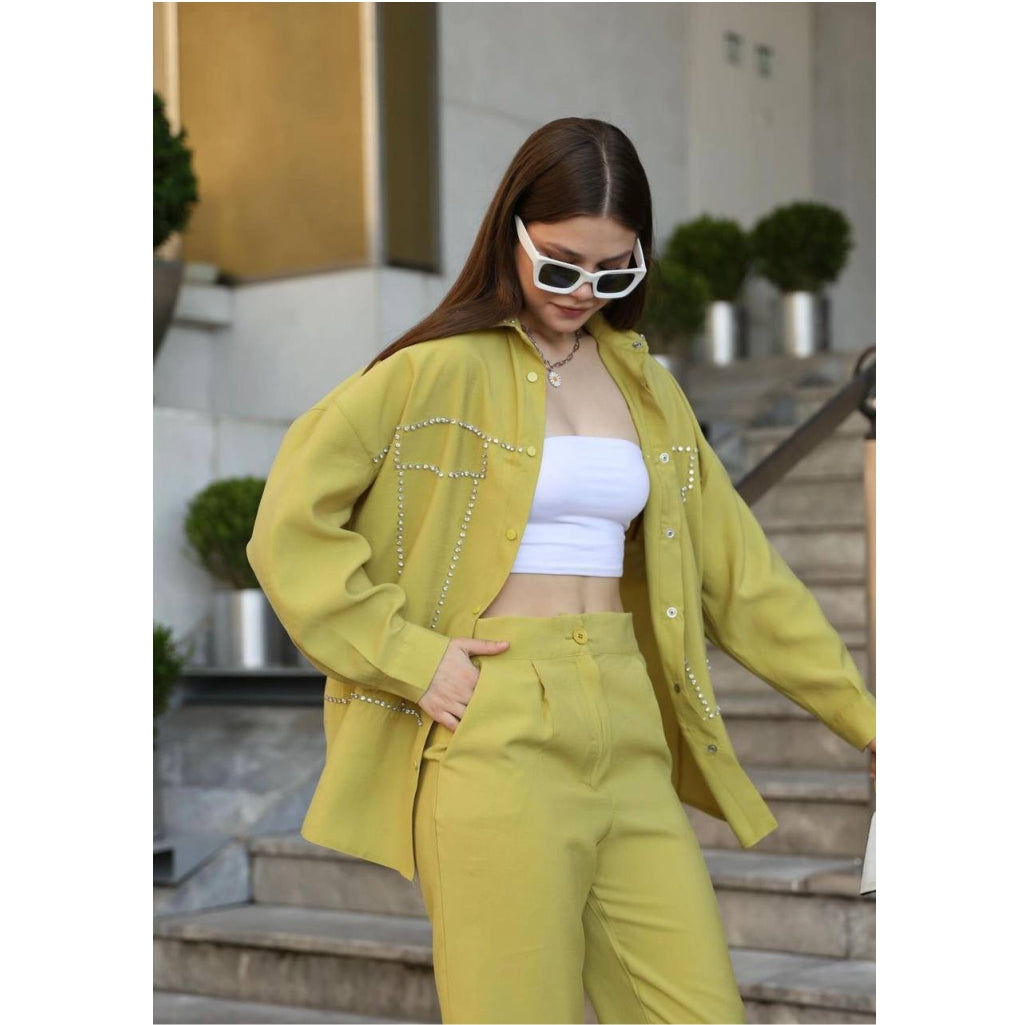 Lime Co-ord sets with studs