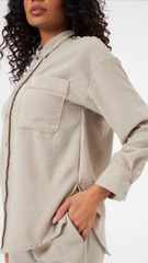 Olive cotton co-ord set with embroidery For Women