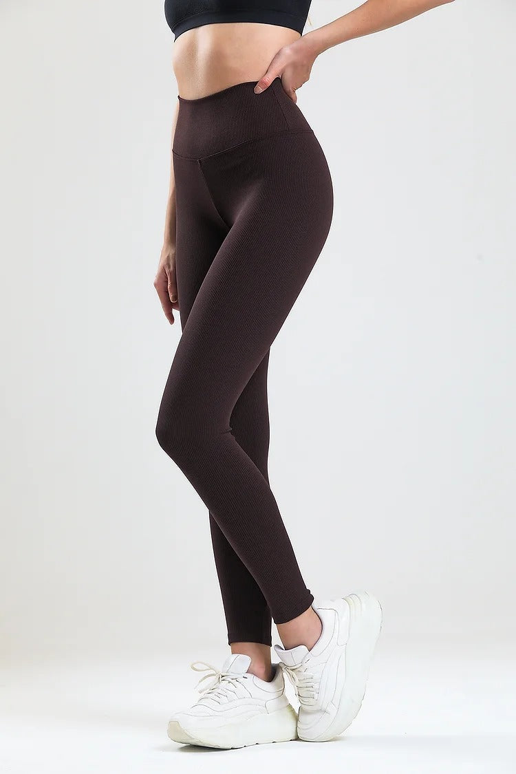 Ribbed coffee Jeggings for women