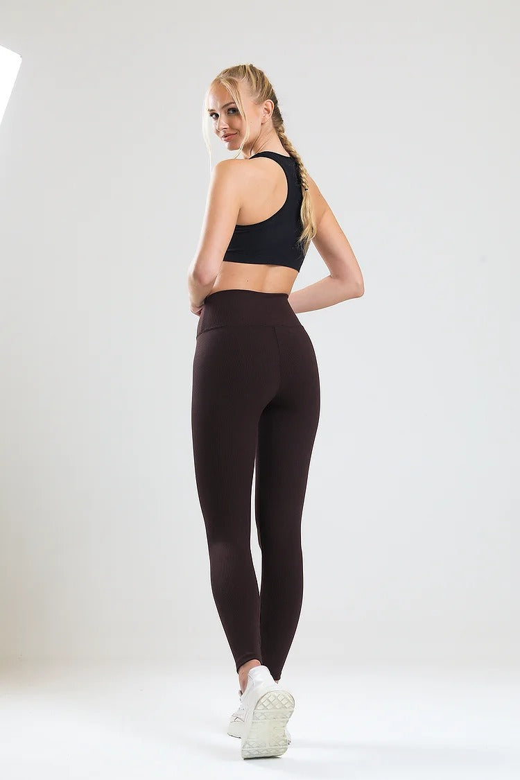 Ribbed coffee Jeggings for women