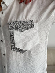 White Co-ord set with silver pocket embroidery For Women