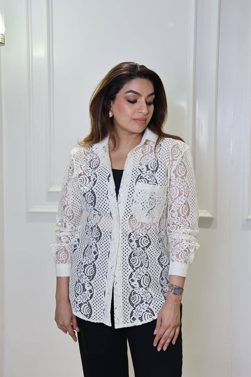 Women Relaxed Fit Lace Resort Shirt