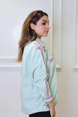 Mint Green Cotton With multi color Embroidery