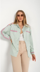 Mint Green Cotton With multi color Embroidery