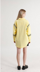 Yellow Oversized Embroidered Cotton Shirt | Casual Ethnic Wear