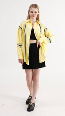 Yellow Oversized Embroidered Cotton Shirt | Casual Ethnic Wear