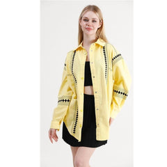 Yellow Oversized Embroidered Cotton Shirt | Casual Ethnic Wear