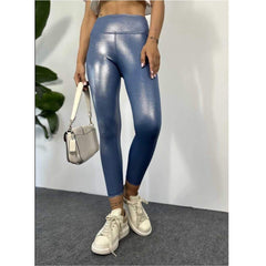 High-Waisted Metallic Blue Jeggings